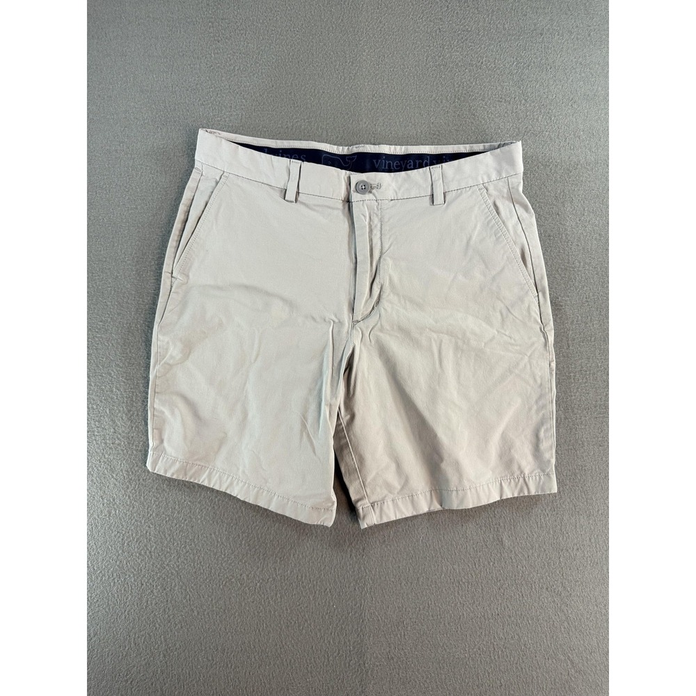 Vineyard Vines Performance Shorts Mens 33 Beige Chino Stretch 9 Inseam Casual